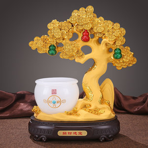财位摆件饭店精品招财树风水摇黄水晶摇钱树发财树做生意办公室店铺