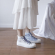 法国小众设计师DAYMARE 雾霾蓝色蝴蝶刘冠佑同款不对称高帮帆布鞋