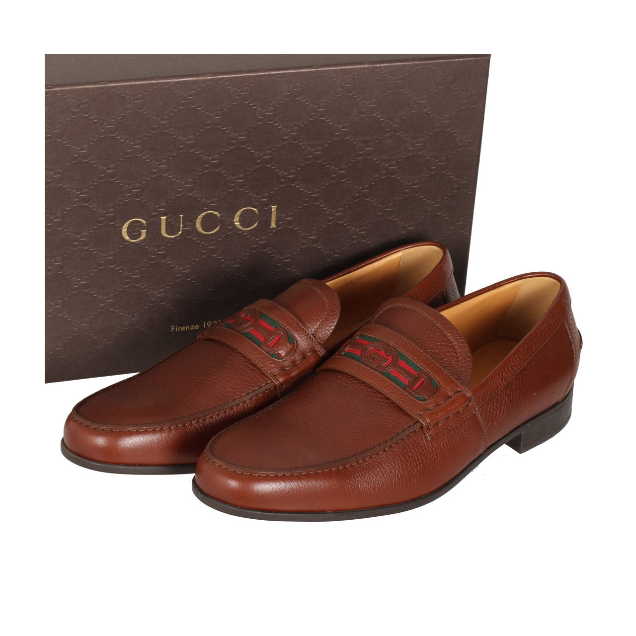 [9.8新]展示品 gucci/古驰 牛皮男士皮鞋