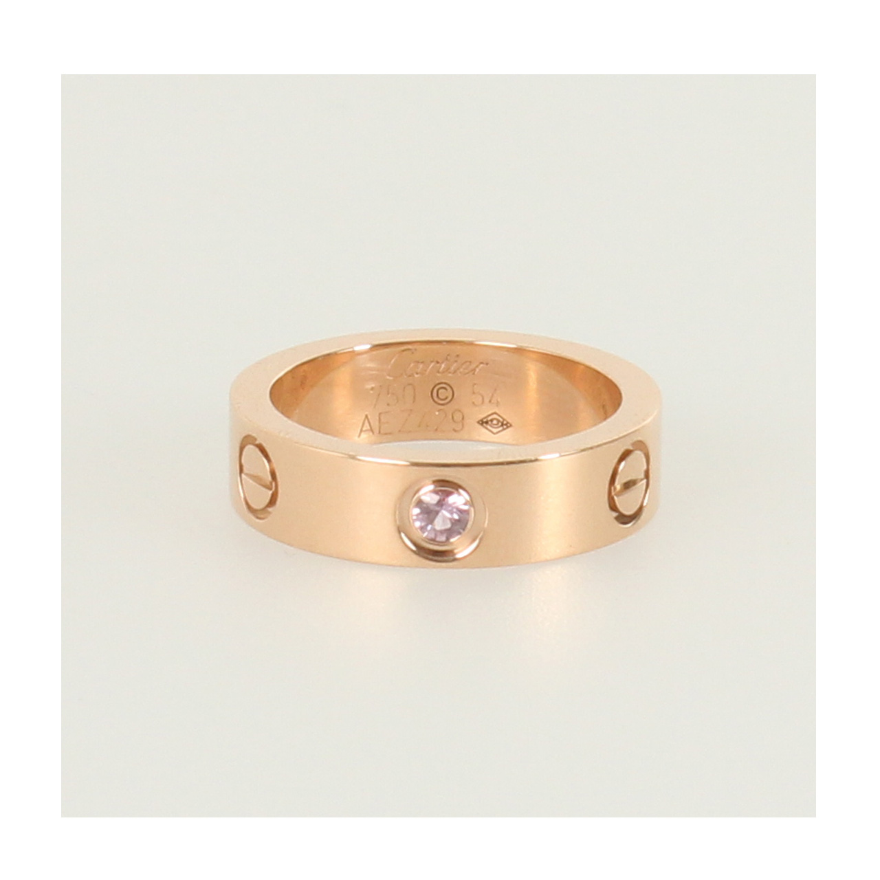 【9.8新】展示品 cartier/卡地亚 750玫瑰金粉色蓝宝石54号戒指