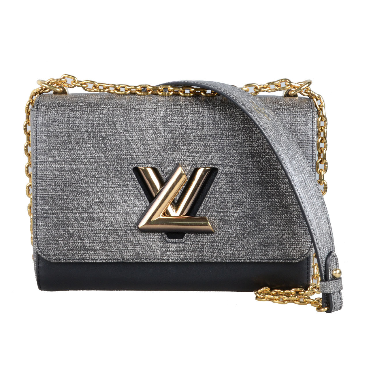 [9.8新]路易威登lv女士twist海报款黑白拼牛皮单肩包