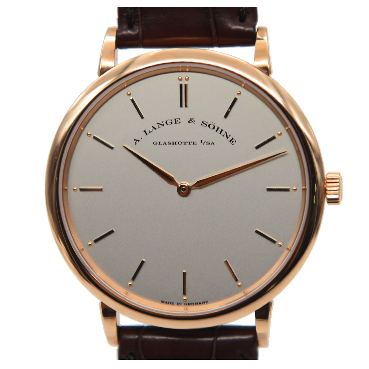 【即拍即得】[9.9新]朗格玫瑰金萨克森手动机械男表高端好货