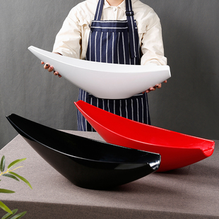 密胺海鲜鱼生盘高端创意餐具商用船型干冰盘三文鱼海鲜拼盘刺身盘