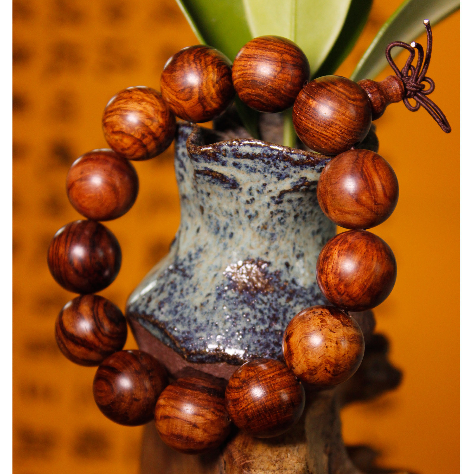 精品黄花梨手串18mm直径 精品降香黄檀佛珠 权威鉴定