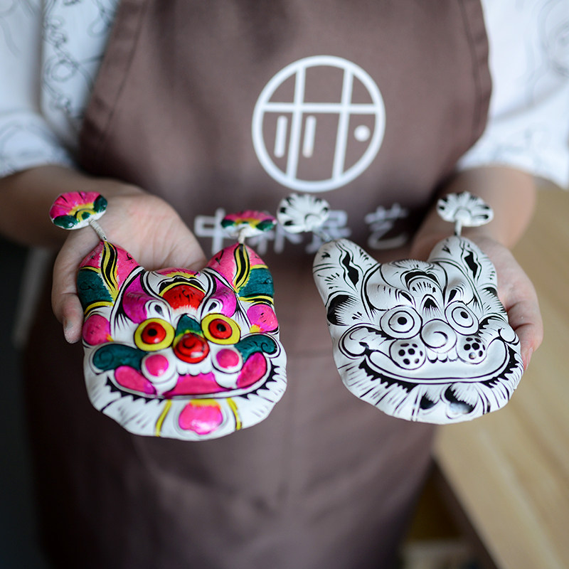 中朴泥塑定制礼品凤翔泥塑彩绘挂虎民俗装饰品出国商务文创小礼物