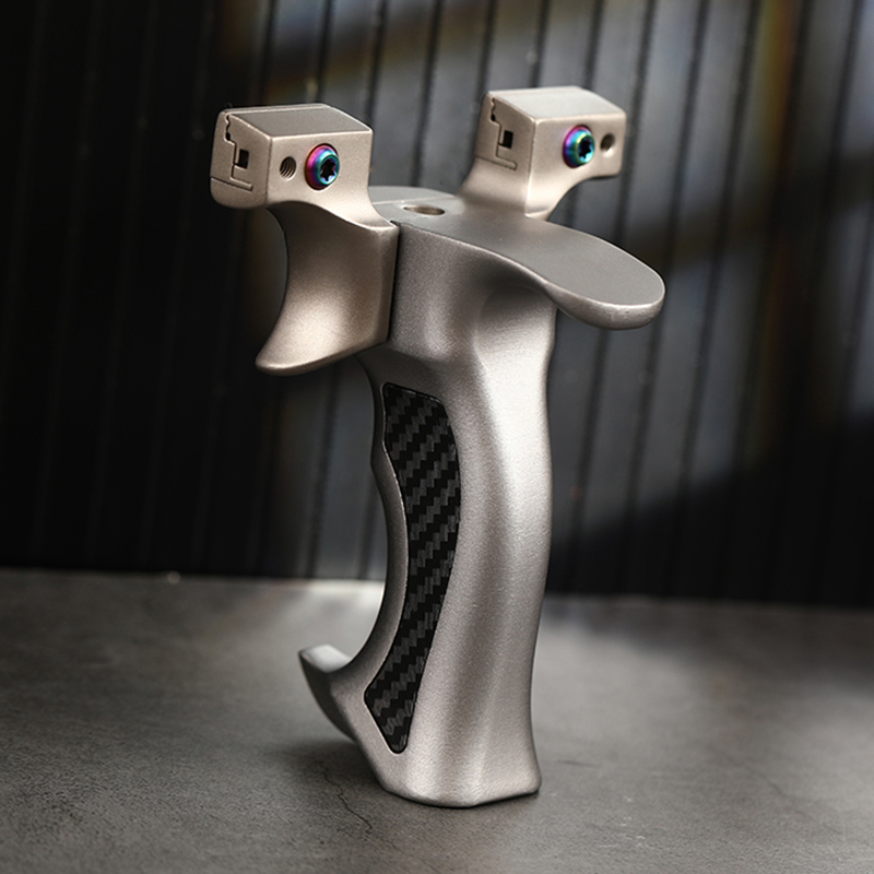 盖世英雄弹弓正品快压扁皮440c不锈钢高精度大威力免绑裸弹工架子