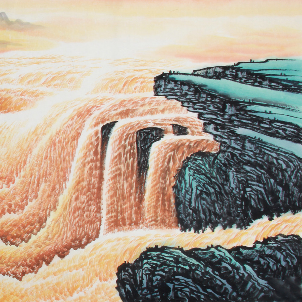 曾刚《精品山水系列小六尺 听涛黄河边》