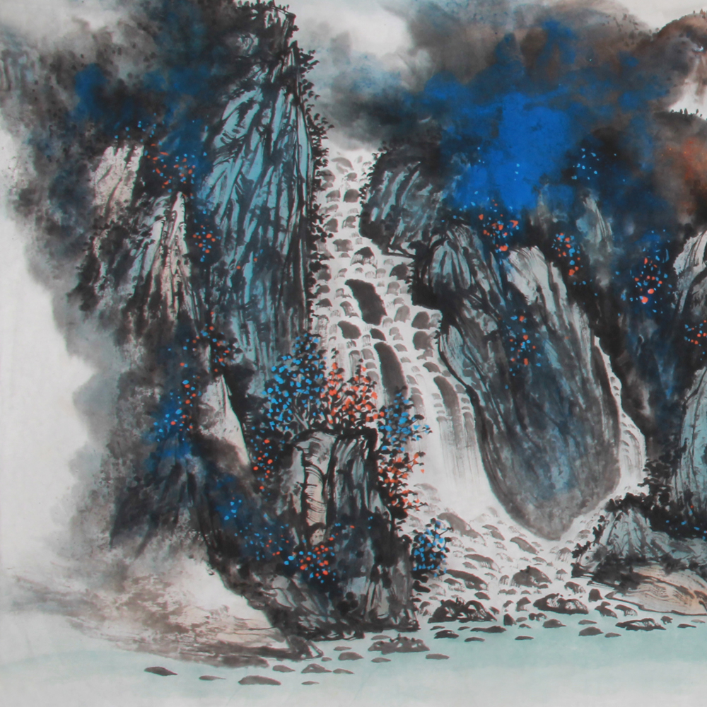 陈亮《精品泼彩山水系列小六尺 云山朝晖》