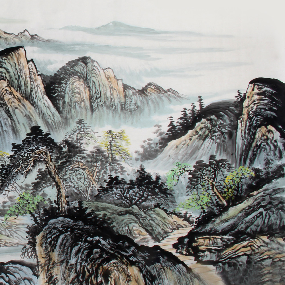 王岩《精品山水小八尺 富水长流》