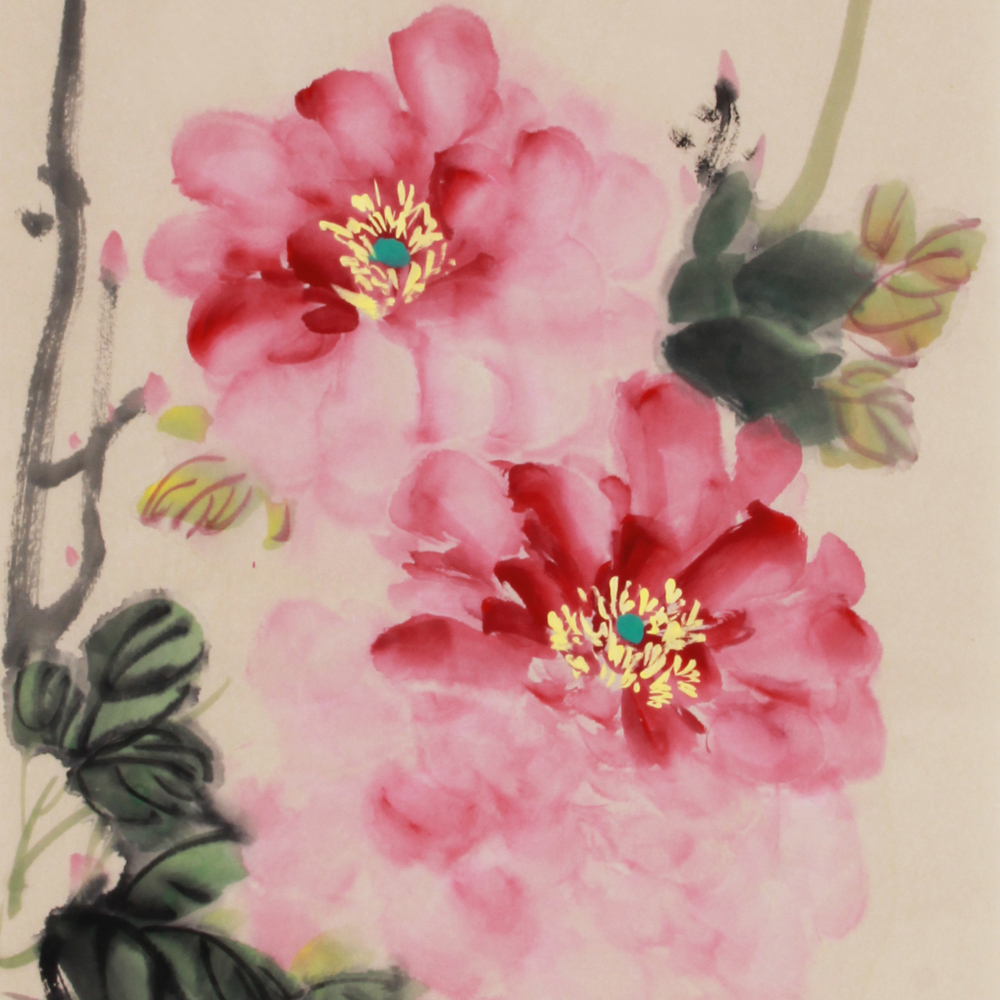 李子玉《精品牡丹四条屏》