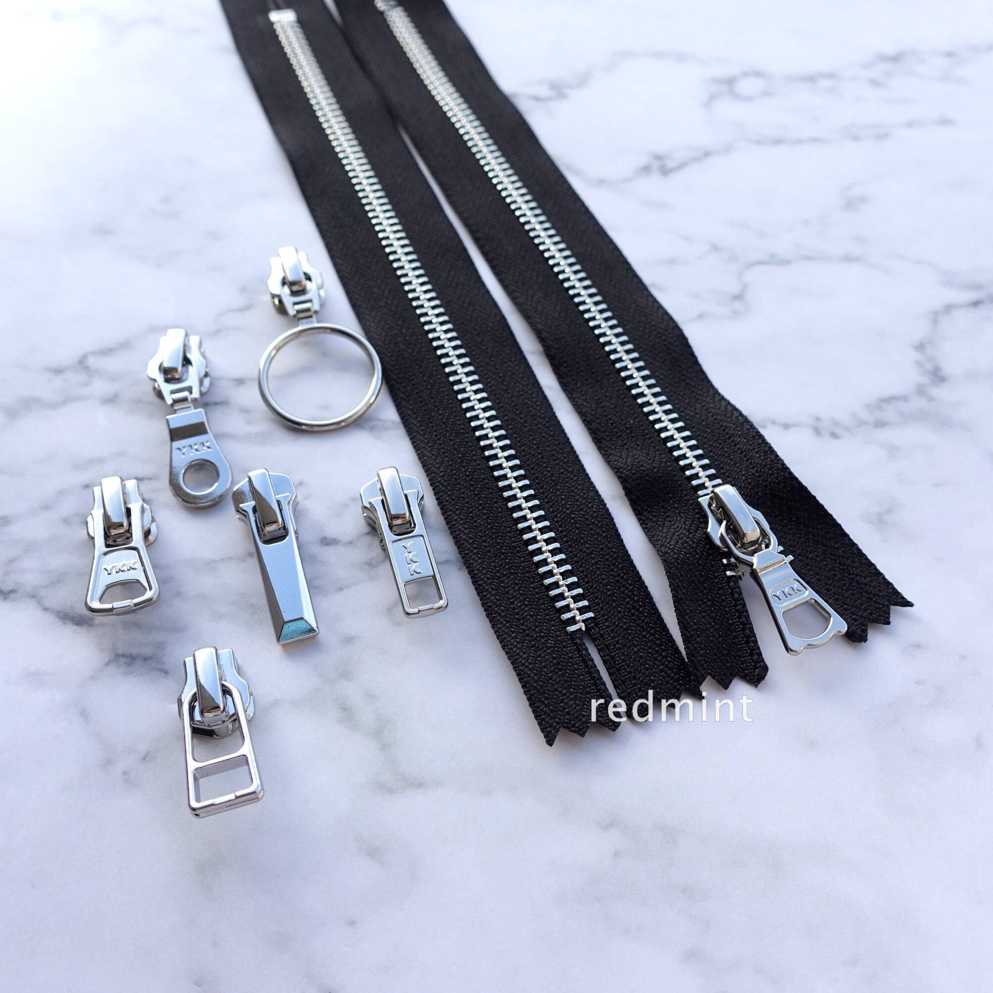 ykk高档挂镀拉链5号亮银闭尾黑色色带箱包拉链