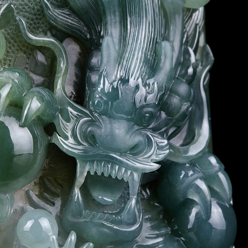 老坑冰糯种精雕龙牌吊坠 103.97g(含绳重)