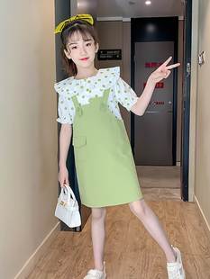 女童背带裙夏装套装2023新款洋气韩版时髦儿童裙子夏季大童连衣裙