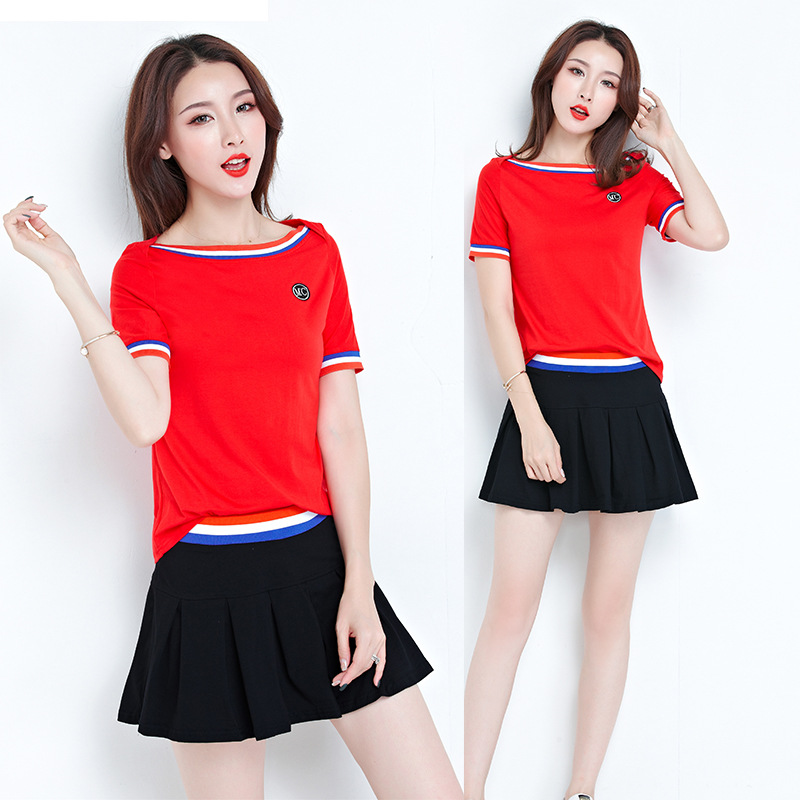 2019夏季新款短袖短裙跳舞表演服套裝女楊麗萍廣場舞蹈服裝兩件套在類目 女裝/女士精品, 套裝/學生校服/工作制服, 休閒運動套裝中 - 來自Buy2taobao.com提供專業的淘寶代購服務