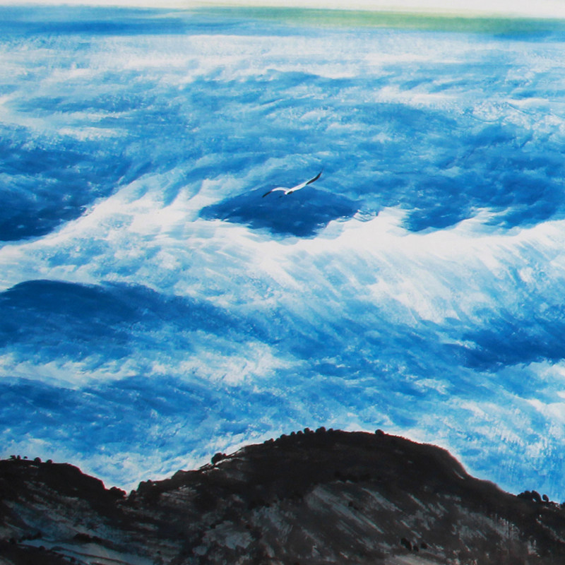 周天《精品小六尺山水系列 大海颂歌》 中国美术家协会会员