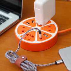 Trozk/特洛克柠萌U站创意柠檬插排插线板带USB充电口智能圆形插座