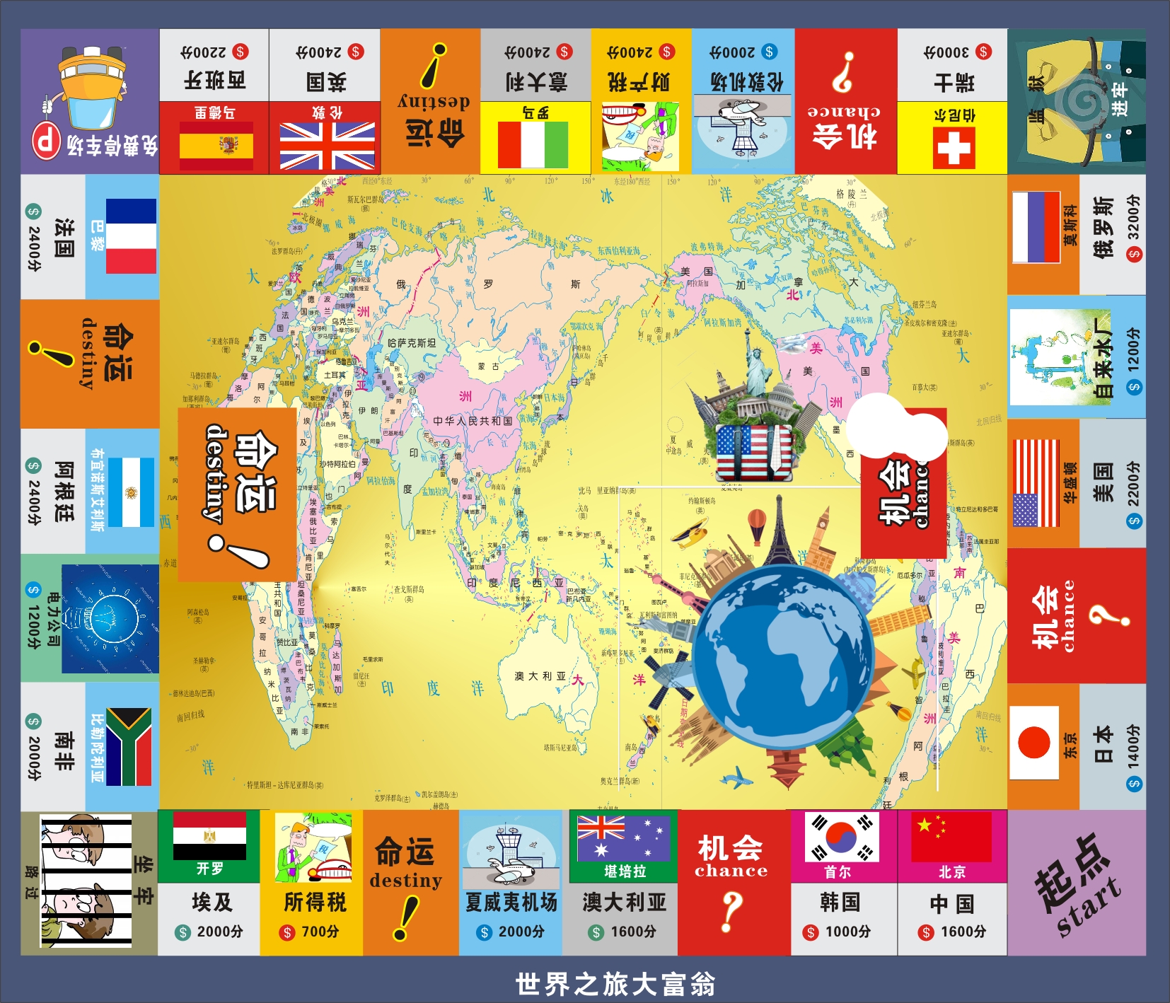 世界之旅 真人大富翁 飞行棋拓展道具 团队协作游戏 庆典活动