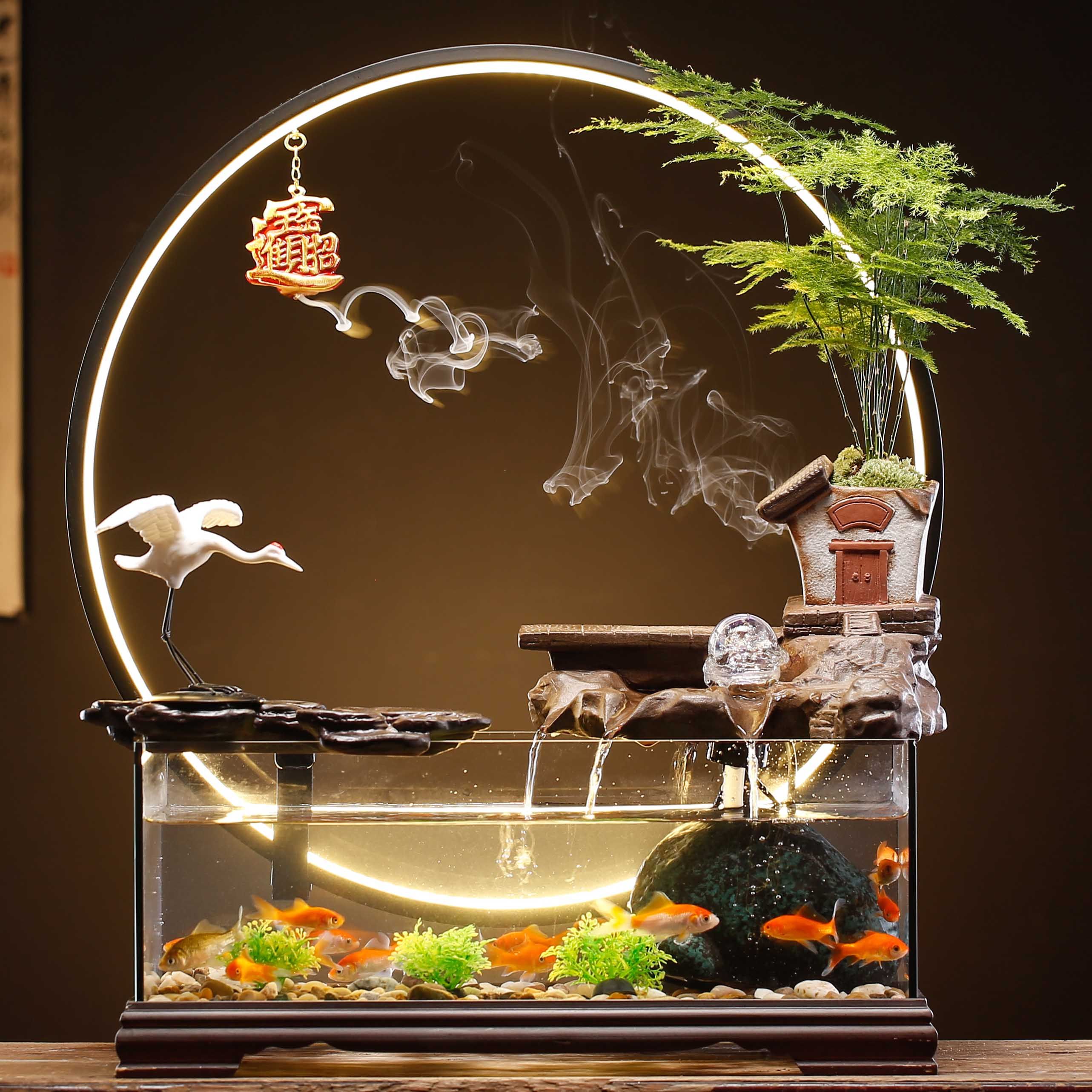 聚帙家居专营店的优惠券大全—新中式假山喷泉陶瓷景观流水摆件创意