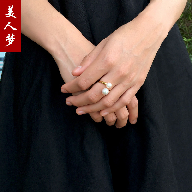 美人梦18k金akoya天女海水珍珠戒指 经典活口珠-mc母婴网