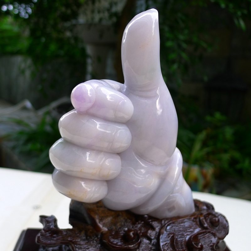 缅甸a货冰糯种特色精雕手指摆件0.56kg