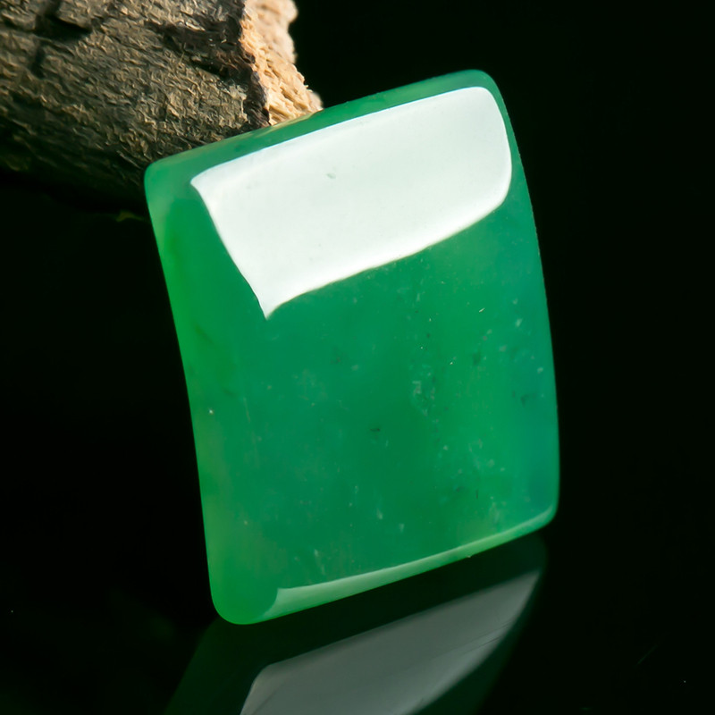 老坑缅甸翡翠a货冰糯种满绿方形戒面 2.93g