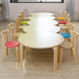 幼儿园实木桌子早教托管培训桌椅宝宝学习木质儿童活动课桌精品