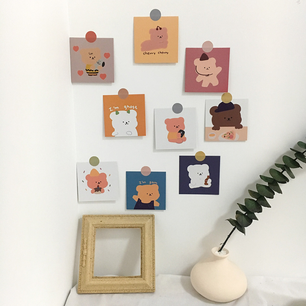 片片吖ins双面小熊卡片装饰小卡片墙饰装饰家居软装背景摄影