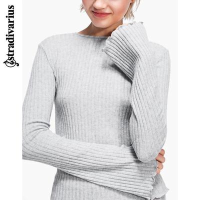Stradivarius 新春木耳边喇叭袖打底薄针织衫毛衣女 066252