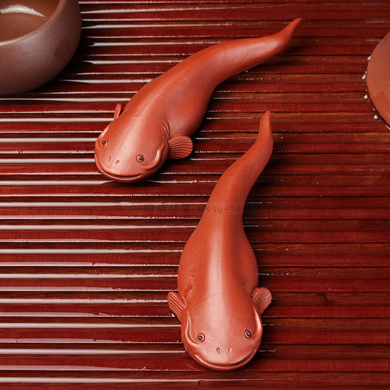 小懒匠赵永辉紫砂茶宠鲶鱼 宜兴功夫茶具茶玩 全手工可养茶盘摆件