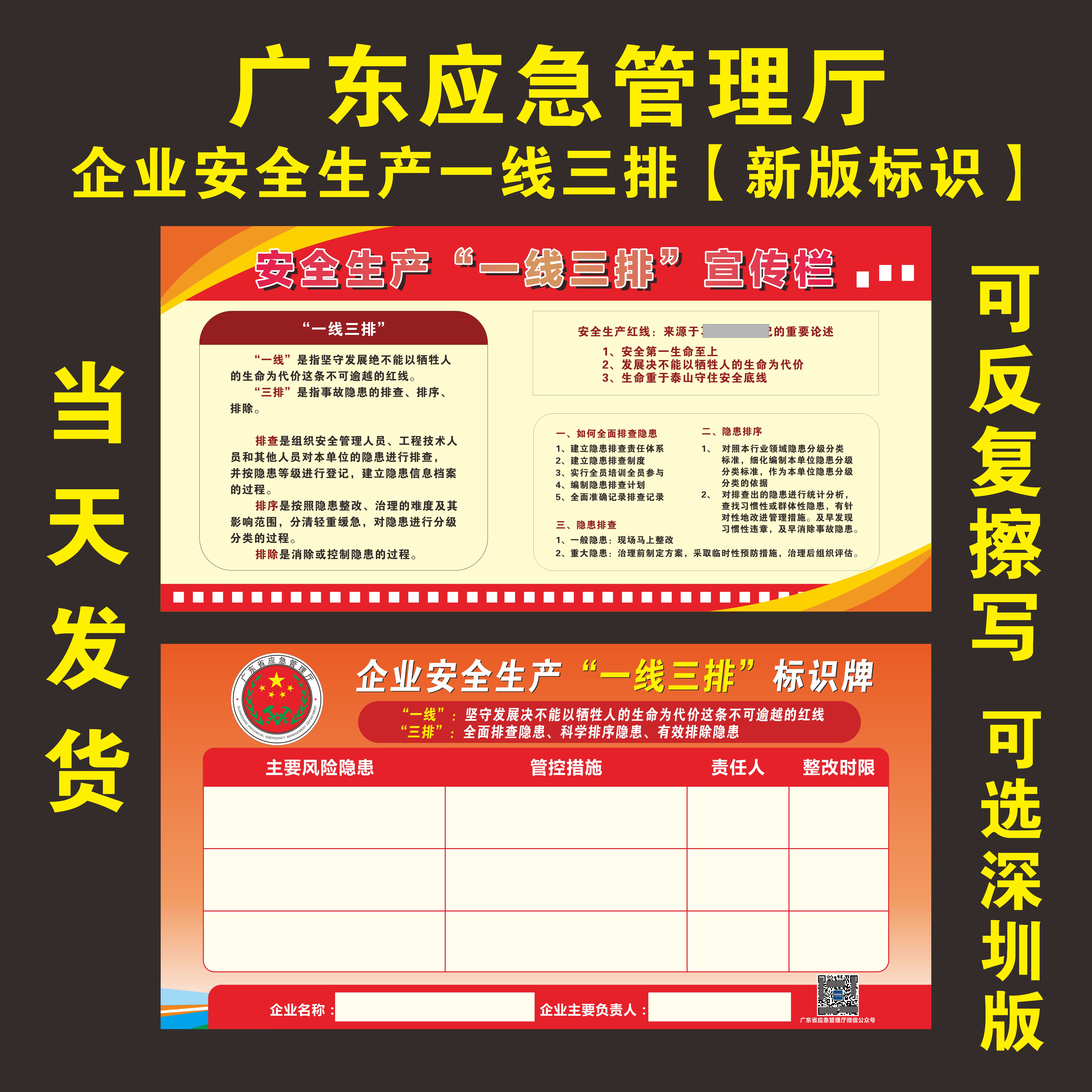 企业安全生产一线三排标识车间安全信息公开公示栏