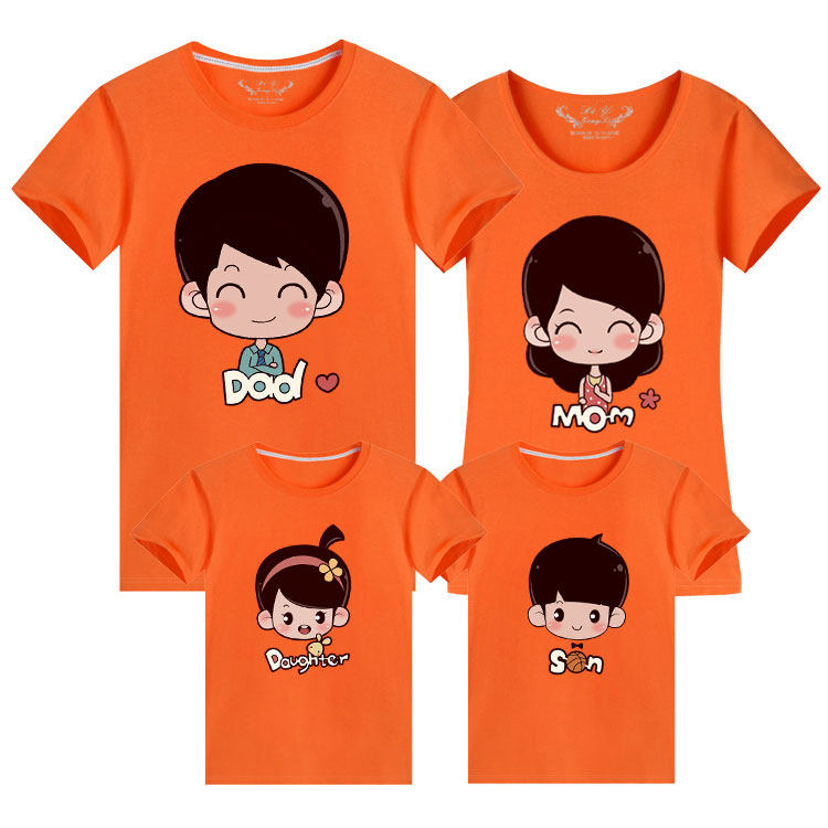 2022亲子装一家三四口t恤短袖班服园服家庭装全家福白天拍照服装