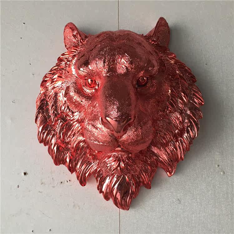 老虎头壁挂_电镀酒红色老虎头动物头装饰品壁挂壁饰酒吧会所ktv网咖