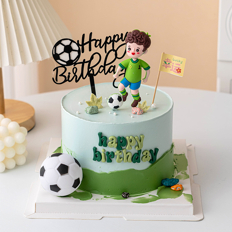 足球主题儿童生日蛋糕装饰踢足球男孩
