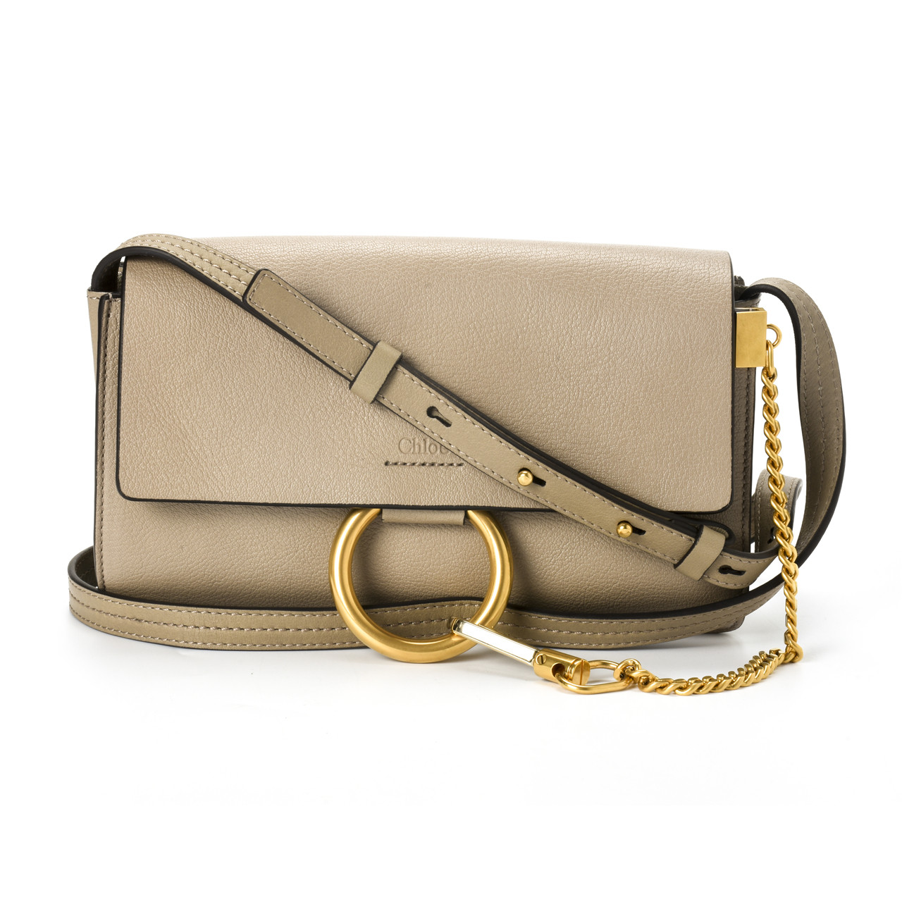 [9.9新]蔻依chloe女士faye小号灰色金扣单肩包ljab013