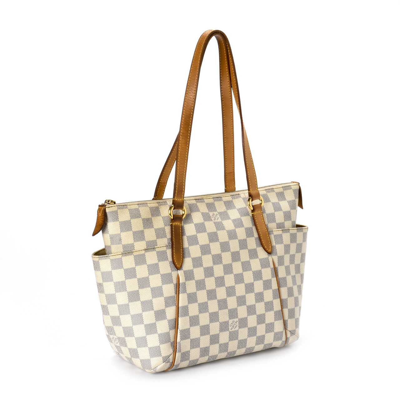 [9.0新]路易威登lv女士totally小号白棋盘格手提单肩包附发票bb87