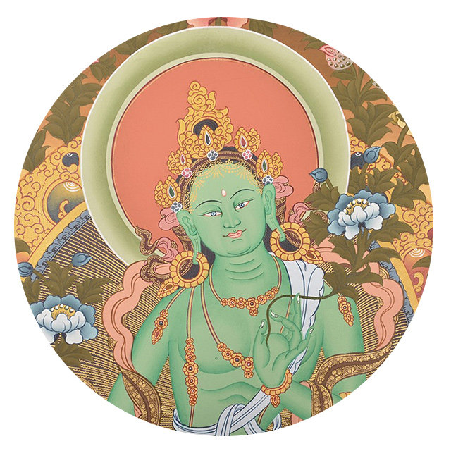 大师手绘绿度母 高60cm 宽43cm 尼泊尔手绘唐卡 th20