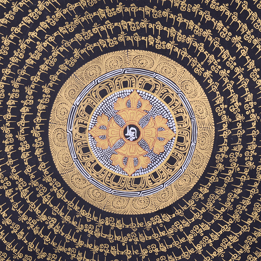高70cm 宽70cm 超大尺寸18k黄金绘制六字真言 j24