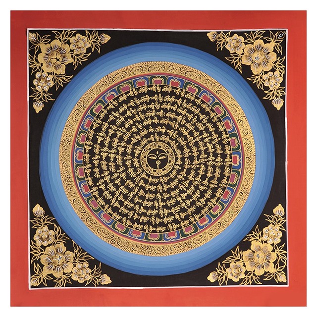 六字真言 高28cm 宽28cm 尼泊尔手绘唐卡 tg08