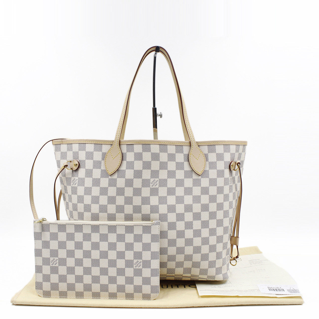 9.9新〕lv neverfull damier 白棋盘格手袋购物袋