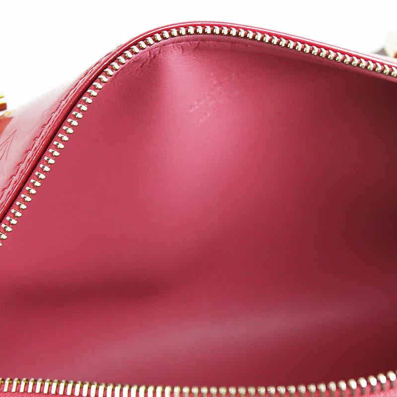 【中古】独家 lv papillon 樱花粉漆皮圆筒手提包