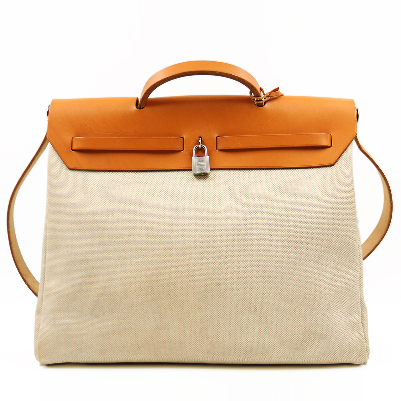 95新〕hermes herbag爱马仕经典牛皮拼帆布 手袋 d刻