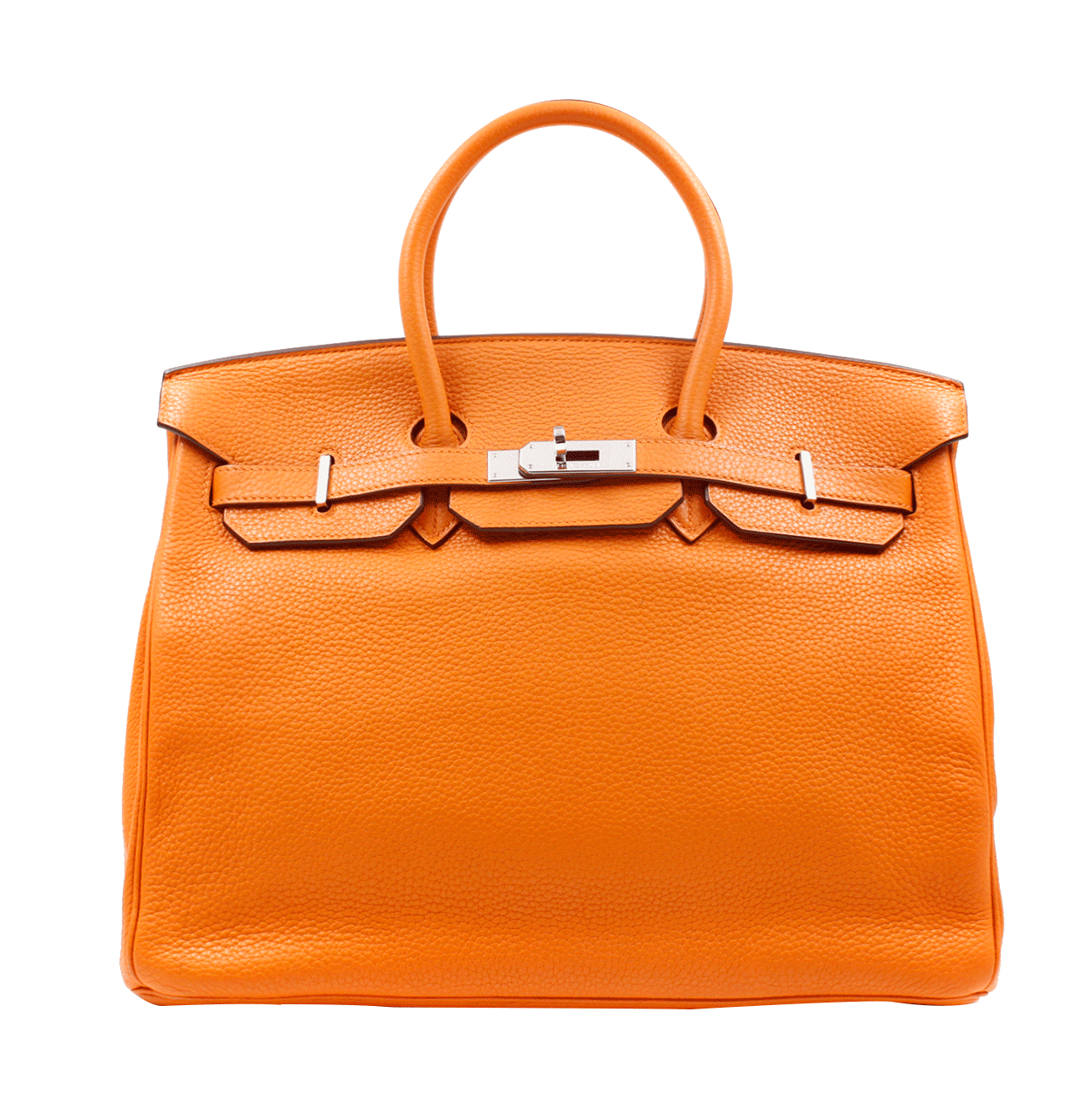 95新〕hermes 爱马仕birkin 35铂金包橘色银扣m刻