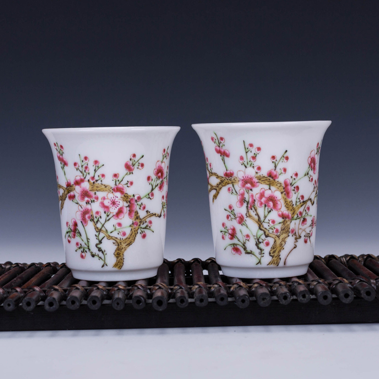 粉彩梅花茶具 景德镇老艺人曾强作