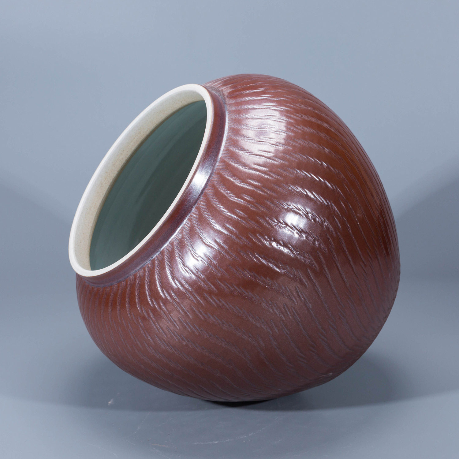 酱釉跳刀纹罐 景德镇资深老艺人曾强作