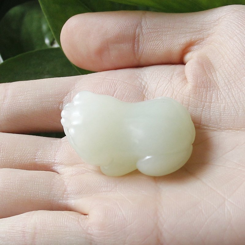 和田玉 白玉 蟾蜍 挂件 34.969克