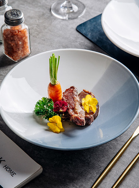 陶瓷盘意面盘子西餐盘斗笠盘牛排盘沙拉盘法餐摆盘酒店餐具高级感