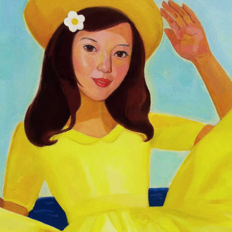 于跃《三少女》180x160cm大幅油画 高校美术教师作品