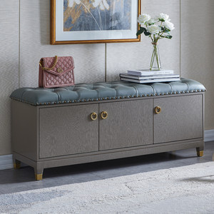 简约美式进门换鞋凳穿鞋凳可坐式鞋柜玄关柜实木换鞋凳鞋柜家用