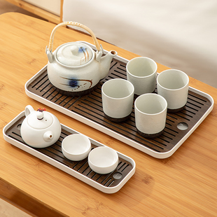 托盘家用放茶杯水杯杯子茶盘小型客厅日式长方形玻璃杯沥水置物架
