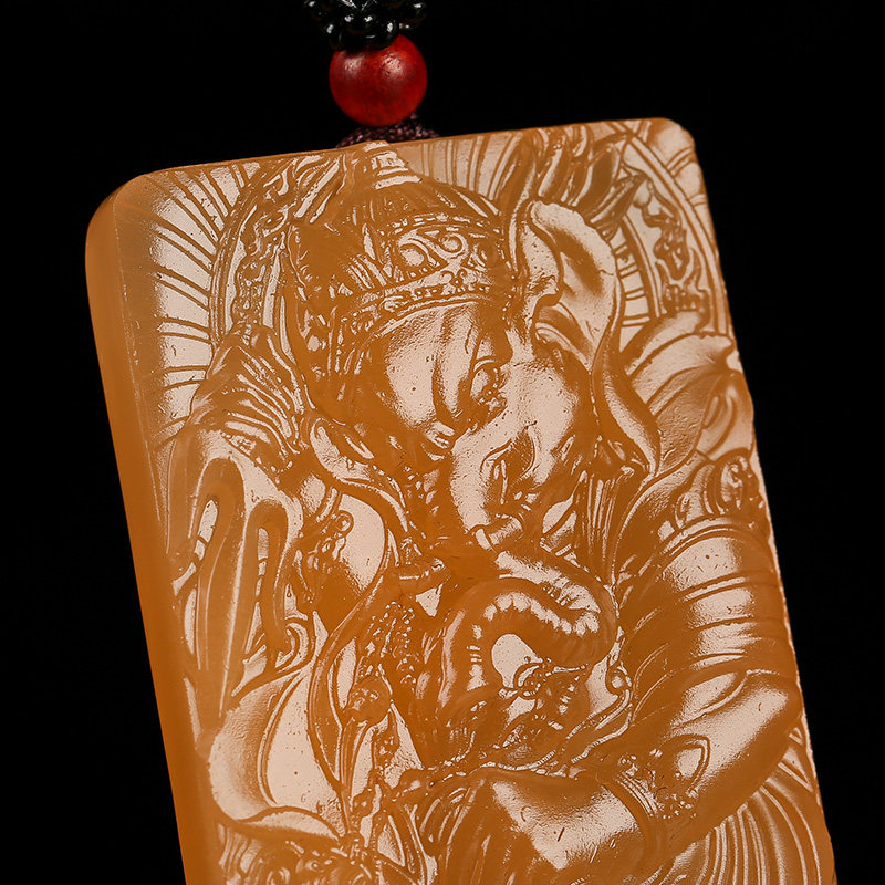 【义拍】金田黄挂件 香象菩萨 南都禅寺佛法加持 65.35g